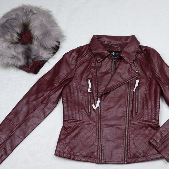 (S) Coalition LA Wine Vegan Leather Jacket - Picture 7 of 7